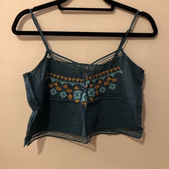 Teal boxy cropped top from pacsun